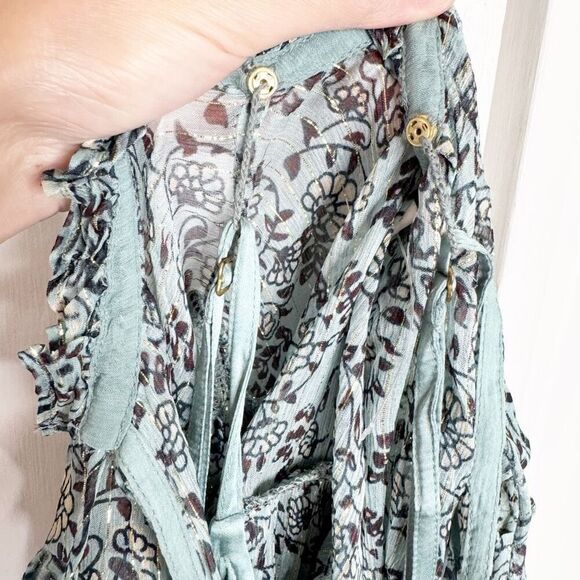 Cleobella Loretta Iris Floral Print Chiffon Puff Sleeve Blouse Women’s Size XS - Picture 14 of 14